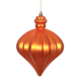 6" Burnished Orange Matte Onion Drop Ornaments with Drilled and Wired Caps 4 Per Bag