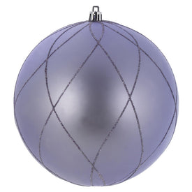6" Lilac Matt Glitter Swirl Balls Ornaments 3 Per Box