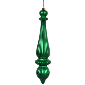 14" Green Matte Finial Drop Ornaments 2-Pack