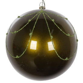 4.75" Olive Candy Glitter Curtain Ornaments 4 Per Bag