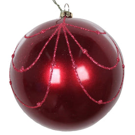 4" Berry Red Candy Glitter Curtain Ornaments 4 Per Bag