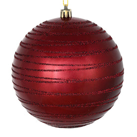 4.75" Wine Candy Finish Ball with Glitter Lines 4 Per Bag