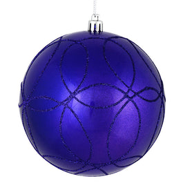 6" Purple Candy Ornaments with Circle Glitter Pattern 3-Pack