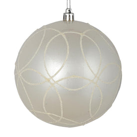4.75" White Candy Ornaments with Circle Glitter Pattern 4-Pack