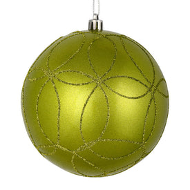 4.75" Lime Candy Ornaments with Circle Glitter Pattern 4-Pack