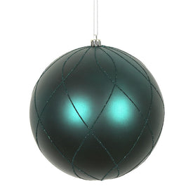 6" Sea Blue Matte and Glitter Swirl Ball Ornaments 3 Per Box