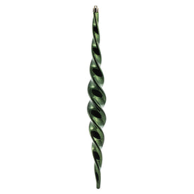 14.6" Moss Green Shiny Spiral Icicle Ornaments 2 Per Box