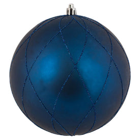 6" Midnight Blue Matte Glitter Swirl Balls Ornaments 3 Per Box
