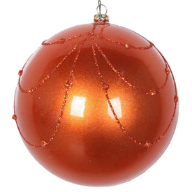 4" Burnish Orange Candy Glitter Curtain Ornaments 4 Per Bag