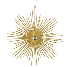 6.5" Honey Gold Glitter Snowflake Burst Ornament 6 Per Bag