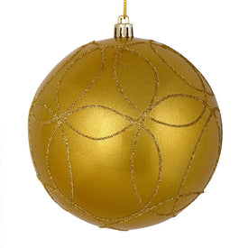 4.75" Gold Candy Ornaments with Circle Glitter Pattern 4-Pack