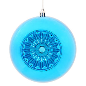4.75" Blue Shiny Star Brite Ball Ornaments with Drilled and Wired Caps 4 Per Bag