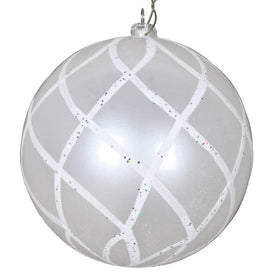 4.75" White Candy Glitter Net Ball Ornaments 3 Per Bag