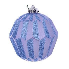 5" Periwinkle Glitter Faceted Ball Ornaments 3 Per Pack