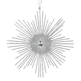 6.5" Silver Glitter Snowflake Burst Ornament 6 Per Bag