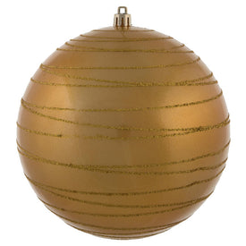 6" Honey Gold Candy Finish Ball with Glitter Lines 3 Per Bag