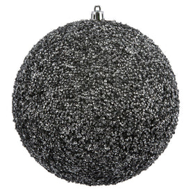6" Gunmetal Beaded Ball Ornaments with Drilled Caps 4 Per Bag