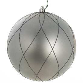 6" Limestone Matte Glitter Swirl Balls Ornaments 3 Per Box