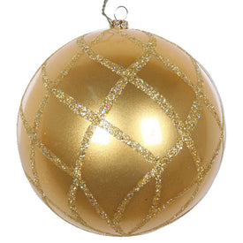 4.75" Gold Candy Glitter Net Ball Ornaments 3 Per Bag