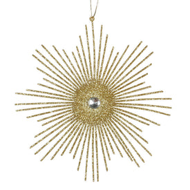 6.5" Gold Glitter Snowflake Burst Ornament 6 Per Bag