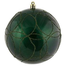 4.75" Moss Green Candy Ornaments with Circle Glitter Pattern 4-Pack