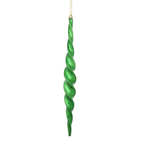 14.6" Emerald Shiny Spiral Icicle Ornaments 2 Per Box