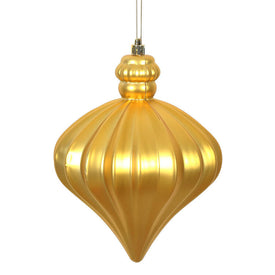 6" Honey Gold Matte Onion Drop Ornaments with Drilled and Wired Caps 4 Per Bag