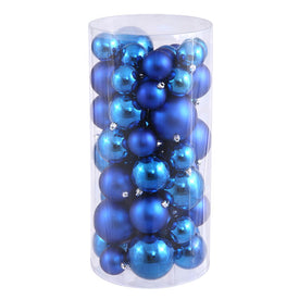 2.4"/3"/4" Blue Shiny/Matte Ball Christmas Ornaments 50 Per Box
