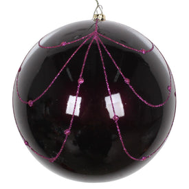 6" Plum Candy Glitter Curtain Ornaments 3 Per Bag