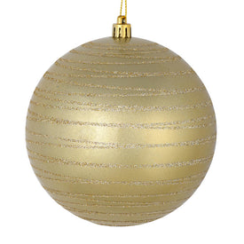 4.75" Champagne Candy Finish Ball with Glitter Lines 4 Per Bag