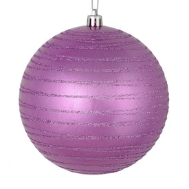 4.75" Orchid Candy Finish Ball with Glitter Lines 4 Per Bag