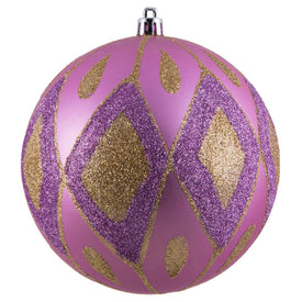 4.75" Orchid Matte Ball with Glitter Diamond Pattern 3 Per Bag