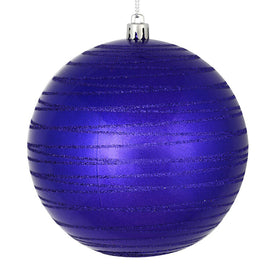 4.75" Purple Candy Finish Ball with Glitter Lines 4 Per Bag