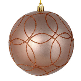 4.75" Rose Gold Candy Ornaments with Circle Glitter Pattern 4-Pack