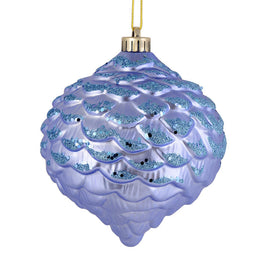 6" Periwinkle Glitter Pine Cone Ornaments 6 Per Bag