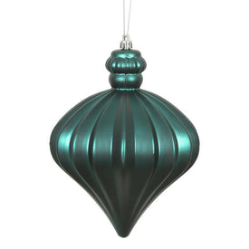 6" Sea Blue Matte Onion Drop Ornaments with Drilled and Wired Caps 4 Per Bag