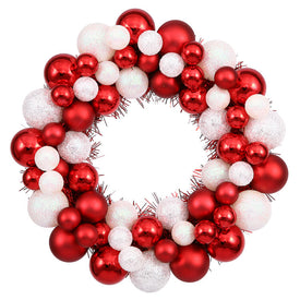 12" Candy Cane Shiny/Matte Ball Wreath