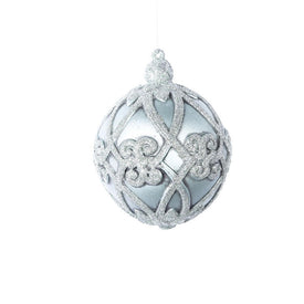 5" Limestone Antique Filigree Pattern Ball Ornaments 3 Per Pack