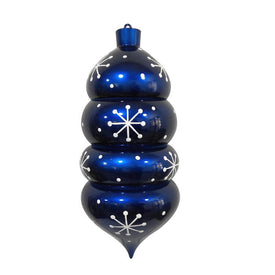21.5" Blue Candy Droplet Christmas Ornament with White Snowflake Accents