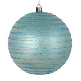 4.75" Baby Blue Candy Finish Ball with Glitter Lines 4 Per Bag
