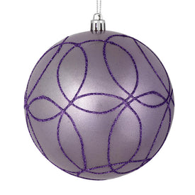 4.75" Lavender Candy Ornaments with Circle Glitter Pattern 4-Pack