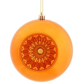4.75" Burnished Orange Shiny Star Brite Ball Ornaments with Drilled and Wired Caps 4 Per Bag