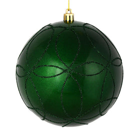 4.75" Emerald Candy Ornaments with Circle Glitter Pattern 4-Pack