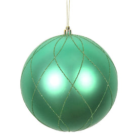 6" Seafoam Matte and Glitter Swirl Ball Ornaments 3 Per Box