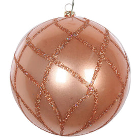 4.75" Rose Gold Candy Glitter Net Ball Ornaments 3 Per Bag