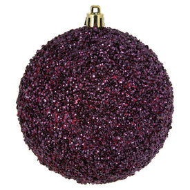 4" Berry Red Beaded Ball Ornaments with Drilled Caps 6 Per Bag