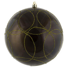 6" Olive Candy Ornaments with Circle Glitter Pattern 3-Pack