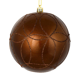 6" Mocha Candy Ornaments with Circle Glitter Pattern 3-Pack
