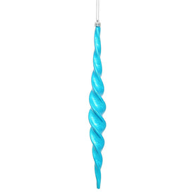 14.6" Turquoise Shiny Spiral Icicle Ornaments 2 Per Box