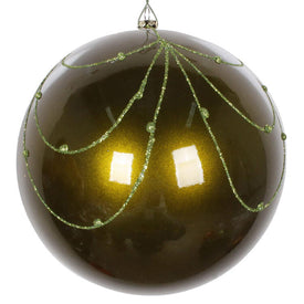 6" Olive Candy Glitter Curtain Ornaments 3 Per Bag